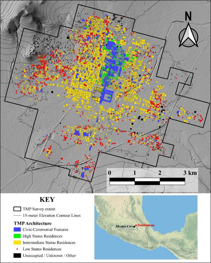 Map of Classic Period Teotihuacan, Xolalpan-Metepec Phase (c. AD 300/350–550) showing TMP architecture.