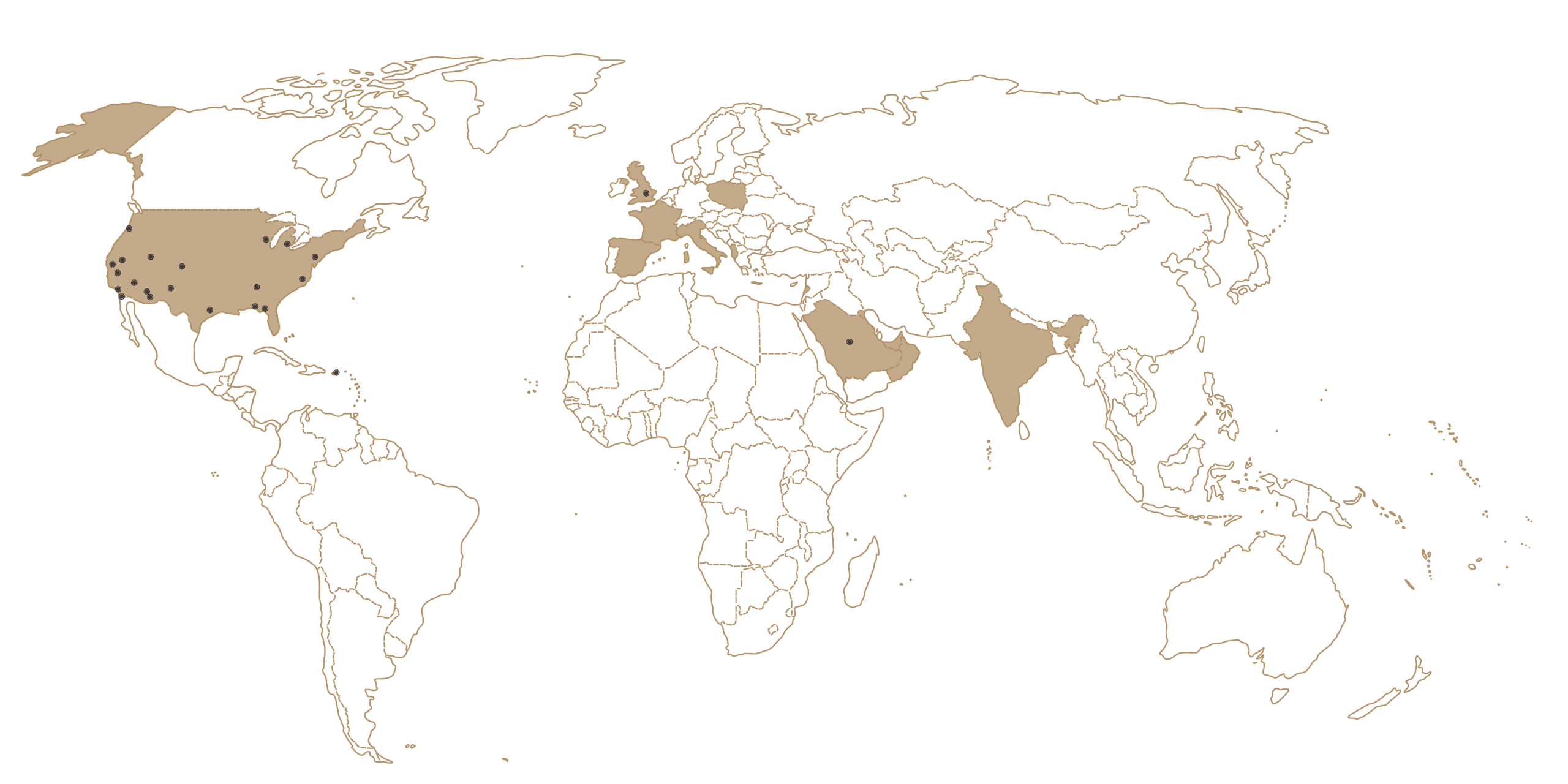 Chronicle Heritage Global Map showing points of office locations.