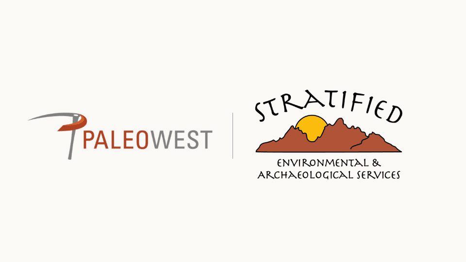 PaleoWest logo and Stratified, Environmental and Archaeological Services logo