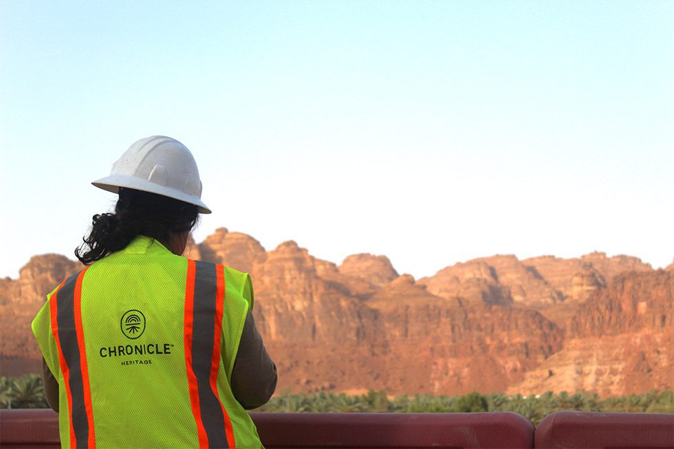 Chronicle Heritage’s Senior Archaeologist Dr. Abigail Buffington looks out across ongoing excavations in Old Town.