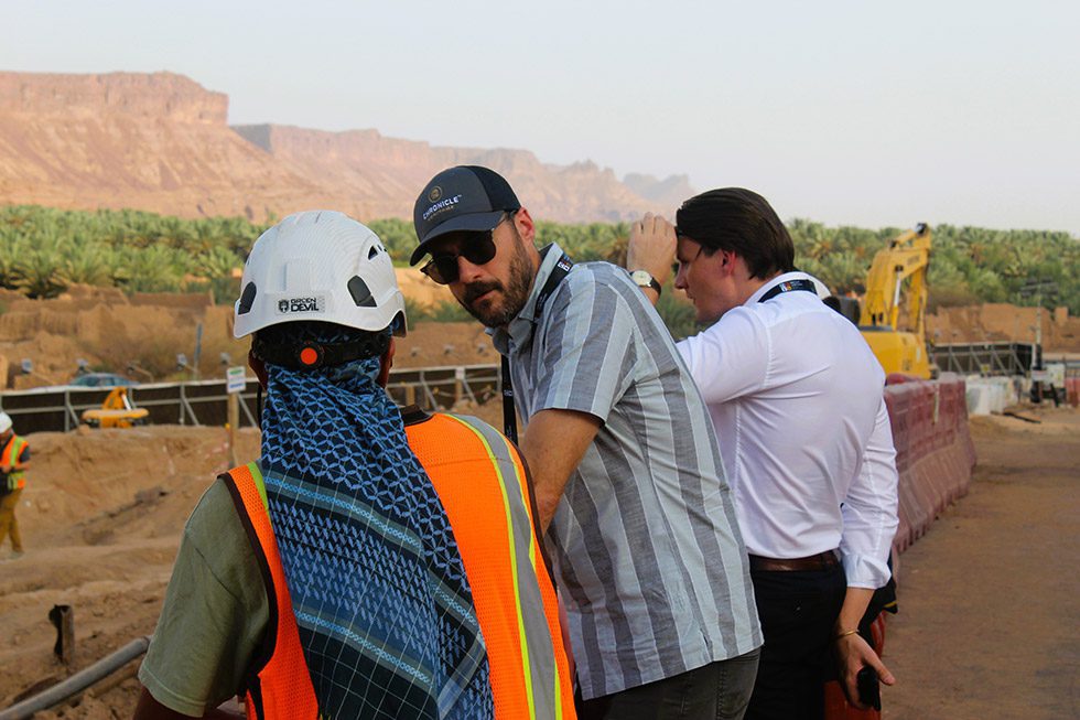 Chronicle Heritage’s CEO Shawn Fehrenbach and Account Executive Matthew Sillitoe discuss archaeological excavations with Archaeologist Darrell Hardy.