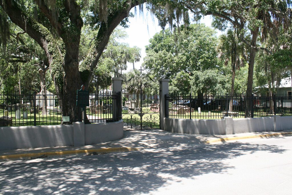 A photograph taken by a Chronicle Heritage team member of the Catholic cemetery of Tomomato (which dates to 1777), a resource within one of the recommended archaeological zones for which ground-disturbing activity have triggered the need for cultural resource work to be completed.