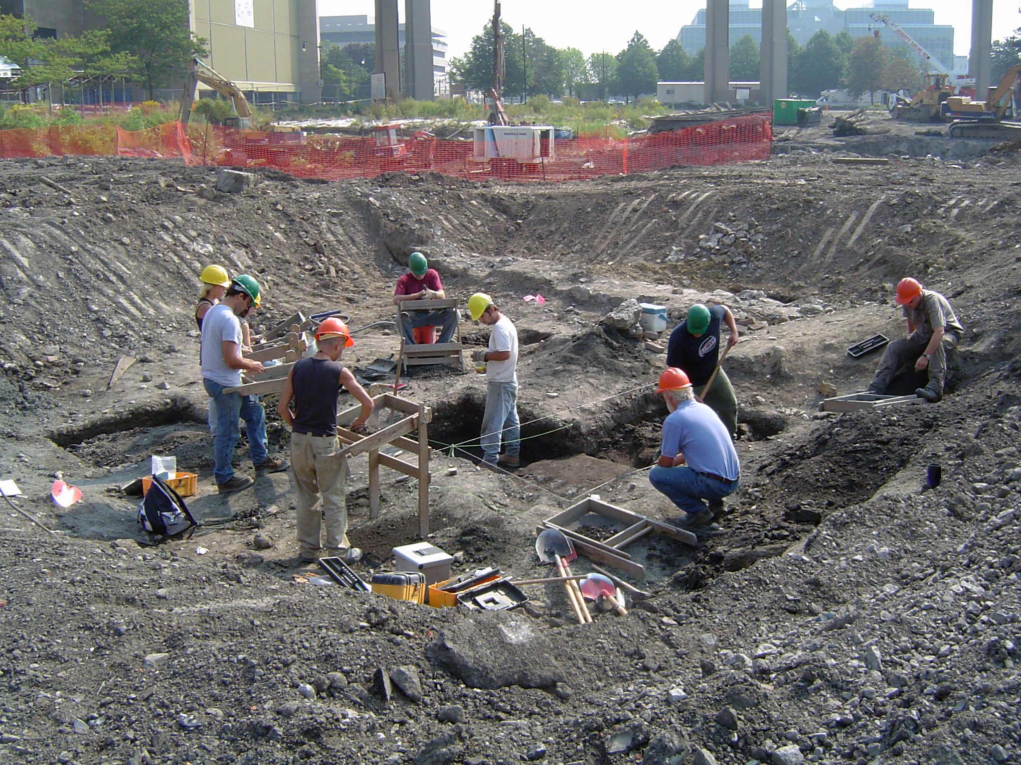 Archeologists with Panamerican work a dig site on the Buffalo harbor called Canalside.