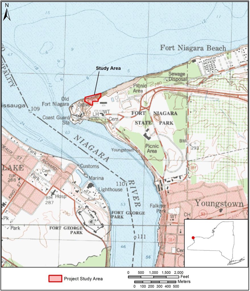 Figure 1 1. The Study Area in Fort Niagara State Park. Town of Porter, Livingston County, New York (USGS Fort Niagara, New York–Ontario [1980] and Lewiston, New York–Ontario [1980] 7.5-minute topographic quadrangle