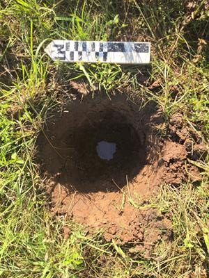 Soleil Solar Project, Clay County, Texas - A standard shovel test pit from the site