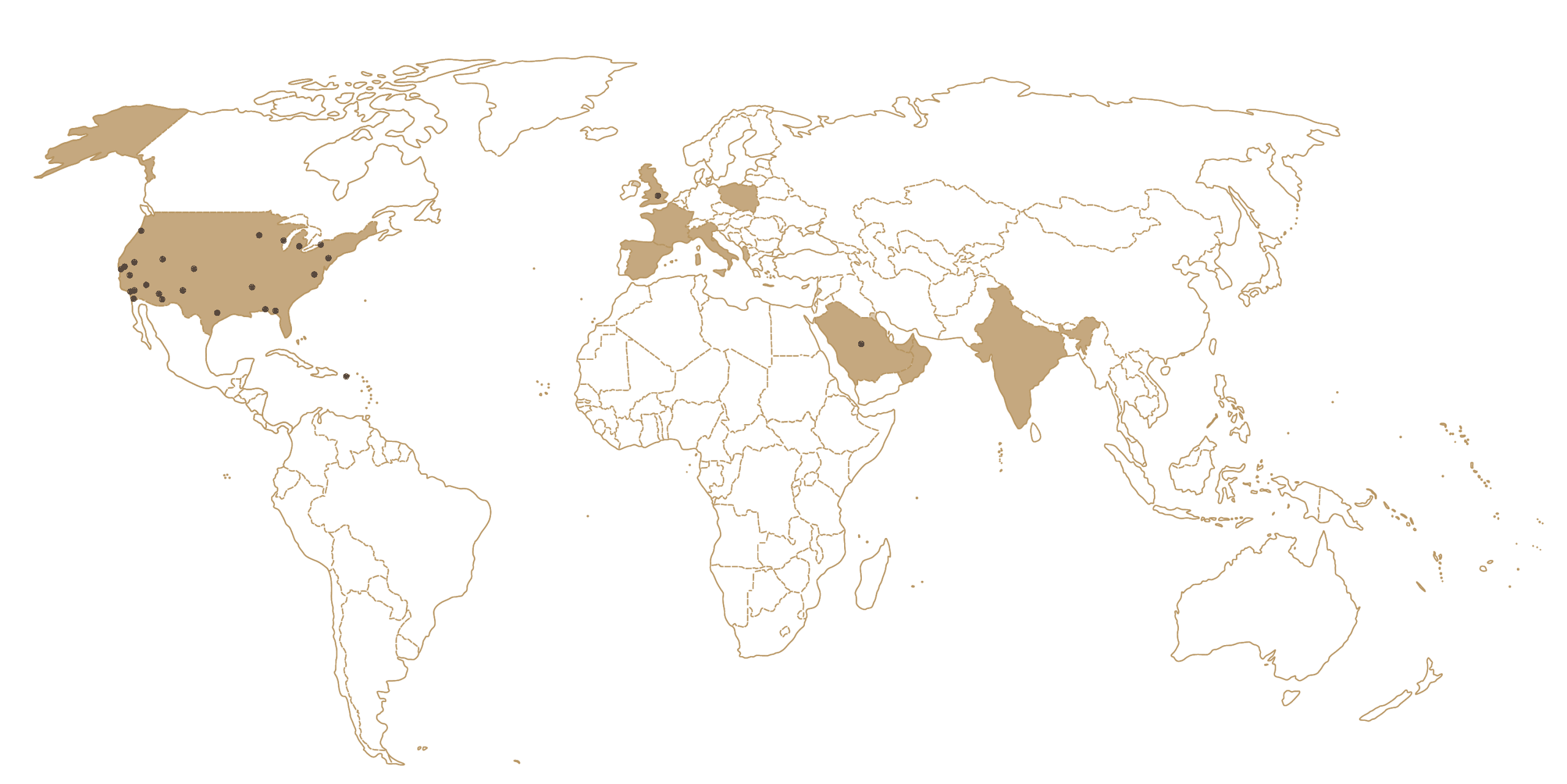 Chronicle Heritage Global Map showing points of office locations.